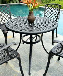 Bộ bàn ghế sân vườn BG21-D90N màu nâu bàn D90cm