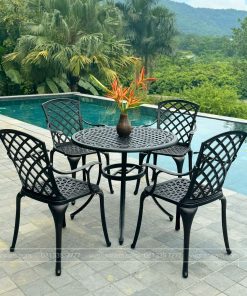 Bộ bàn ghế sân vườn BG21-D90N màu nâu bàn D90cm (4)