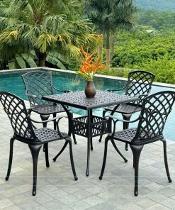 Bộ bàn ghế sân vườn BG21-V80N màu nâu bàn vuông 80cm (3)