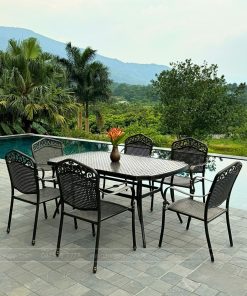 Bộ bàn ghế sân vườn màu nâu 6 ghế BG-05CNN (2)