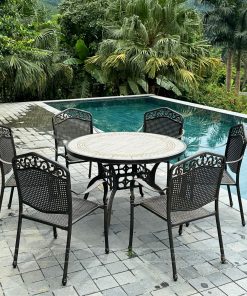 Bộ bàn ghế sân vườn màu nâu 6 ghế BG-05TM (2)