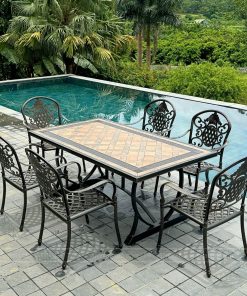 Bộ bàn ghế sân vườn màu nâu 6 ghế BG-06CNM (3)