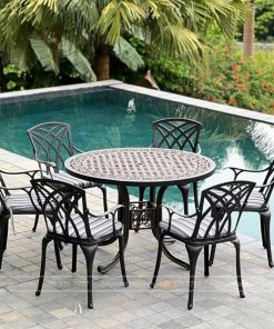 Bộ bàn ghế sân vườn màu nâu 6 ghế BG19-D120N