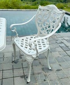 Bộ bàn ghế sân vườn màu trắng 6 ghế BG-22CNT (2)
