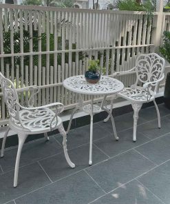 Bộ bàn ghế ban công nhôm đúc BG-10T màu trắng