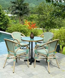 Bộ bàn ghế cafe ngoài trời BTL-GC16X bàn xanh D70cm