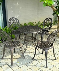 Bộ bàn ghế sân vườn BG-017C màu cát bàn D70cm (2)