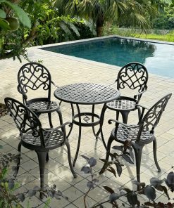 Bộ bàn ghế sân vườn BG-017C màu cát bàn D70cm (3)