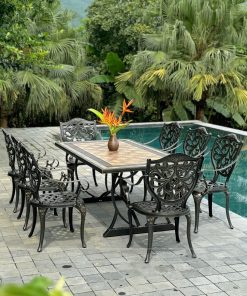 Bộ bàn ghế sân vườn màu trắng 8 ghế BG-22CNM