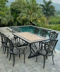 Bộ bàn ghế sân vườn màu trắng 8 ghế BG-22CNM (3)