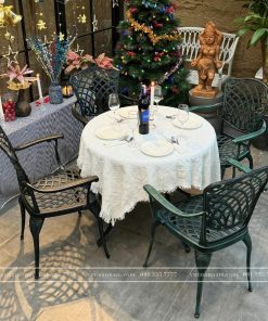 Bộ bàn ghế sân vườn BG26-D90X màu xanh