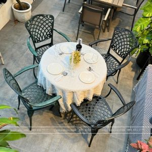 Bộ bàn ghế sân vườn BG26-D90X màu xanh