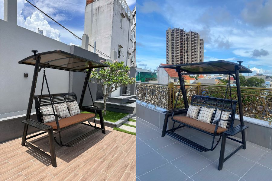 Mẫu xích đu 3 chỗ cho sân vườn đẹp
