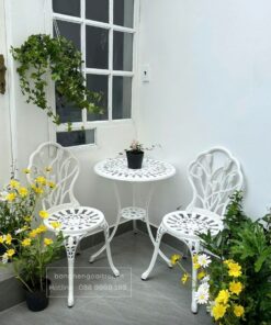 Bộ 2 ghế ban công hoa Tulipe trắng