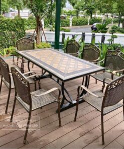 Bộ bàn ghế sân vườn ngoài trời cổ điển 8 ghế Retia