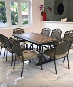 Bộ bàn ghế sân vườn ngoài trời cổ điển 8 ghế Retia