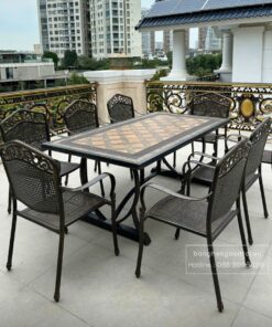 Bộ bàn ghế sân vườn ngoài trời cổ điển 8 ghế Retia