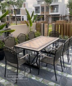 Bộ bàn ghế sân vườn ngoài trời cổ điển 8 ghế Retia